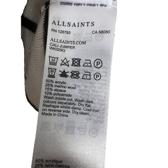 AllSaints Merino Wool Alpaca Striped Sweater Womens Large Sweater Cali Jumper - Picture 3 of 3